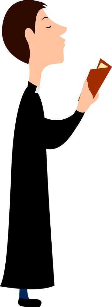 Priester in Schwarz, Illustration, Vektor auf weißem Hintergrund.