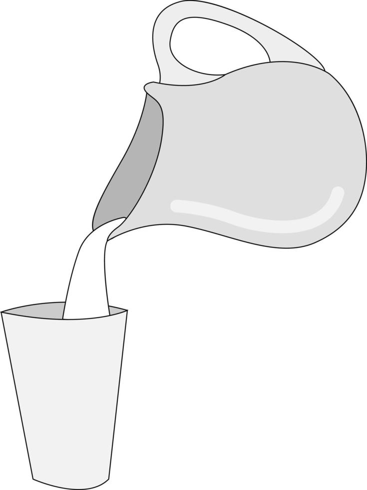 Milchkännchen und Glas, Illustration, Vektor auf weißem Hintergrund.