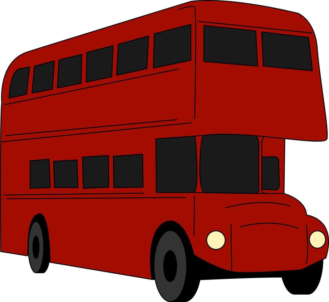 roter Bus, Illustration, Vektor auf weißem Hintergrund.
