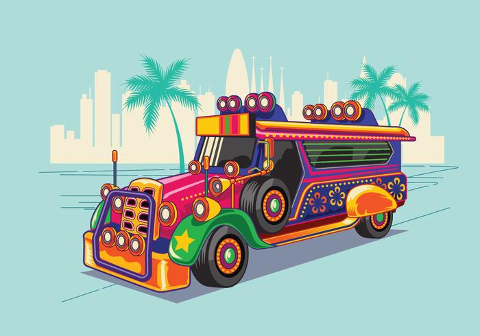 Filippinsk jeep vektor illustration eller jeepney