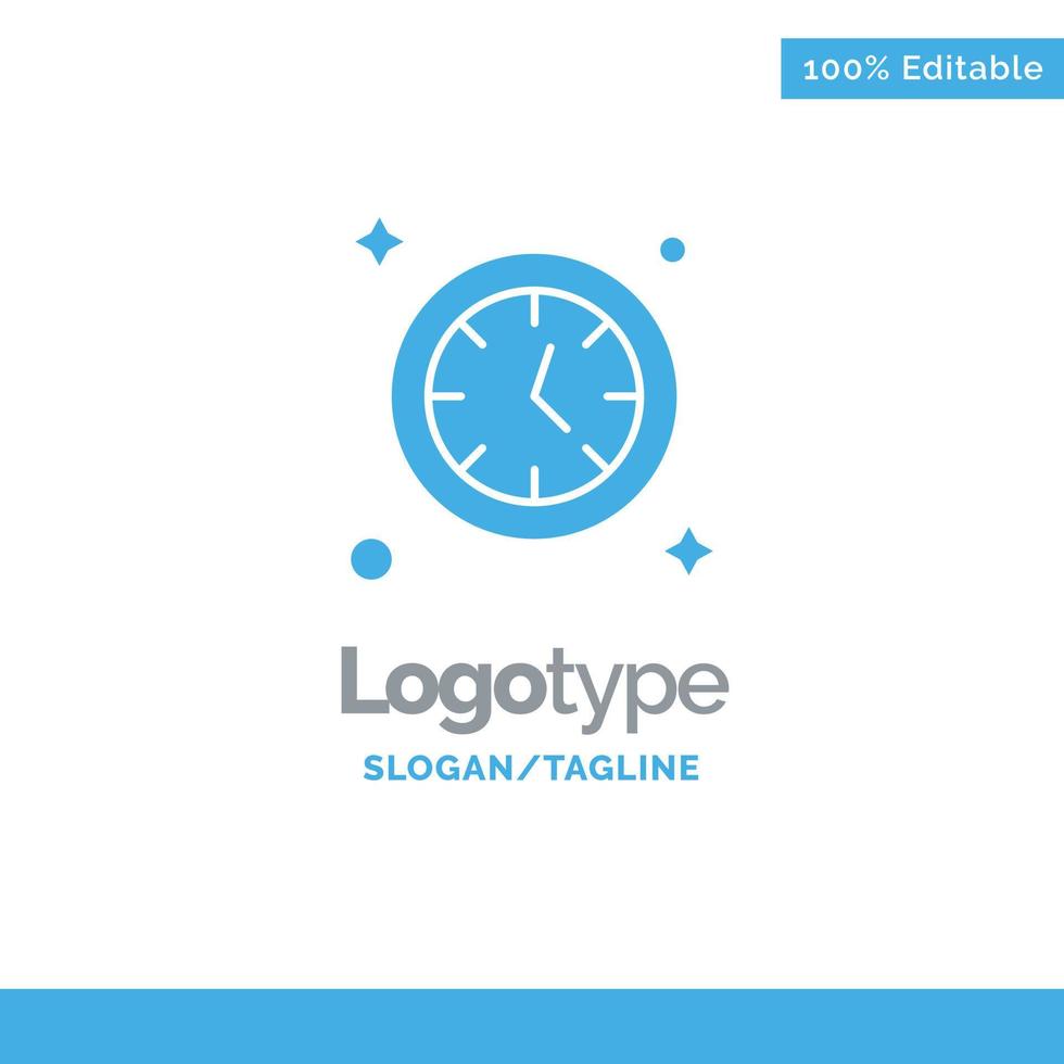 Kolla på klocka tid blå fast logotyp mall plats för Tagline vektor