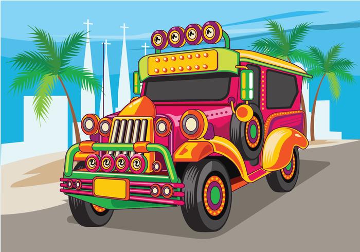 Filippinsk jeep vektor illustration eller jeepney