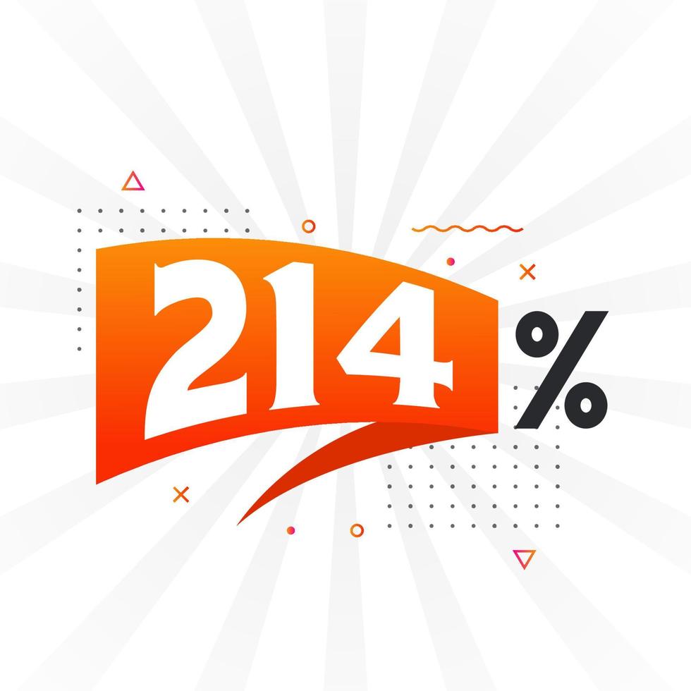214 rabatt marknadsföring baner befordran. 214 procent försäljning PR design. vektor