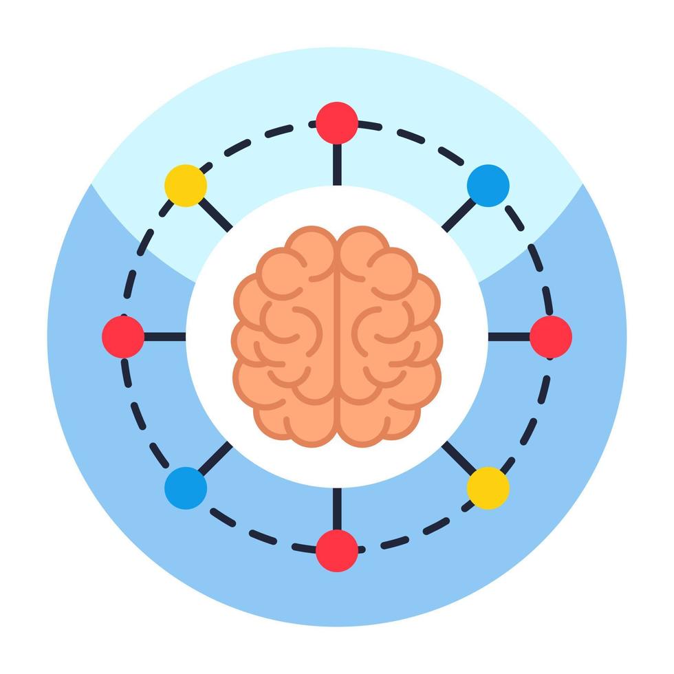 färgad design ikon av hjärna nätverk vektor