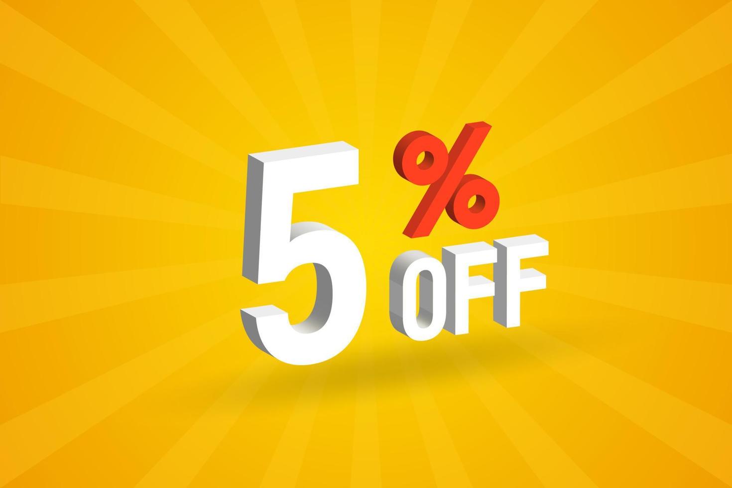 5 % Rabatt auf 3D-Design für spezielle Werbekampagnen. 5 aus 3D-Rabattangebot für Verkauf und Marketing. vektor