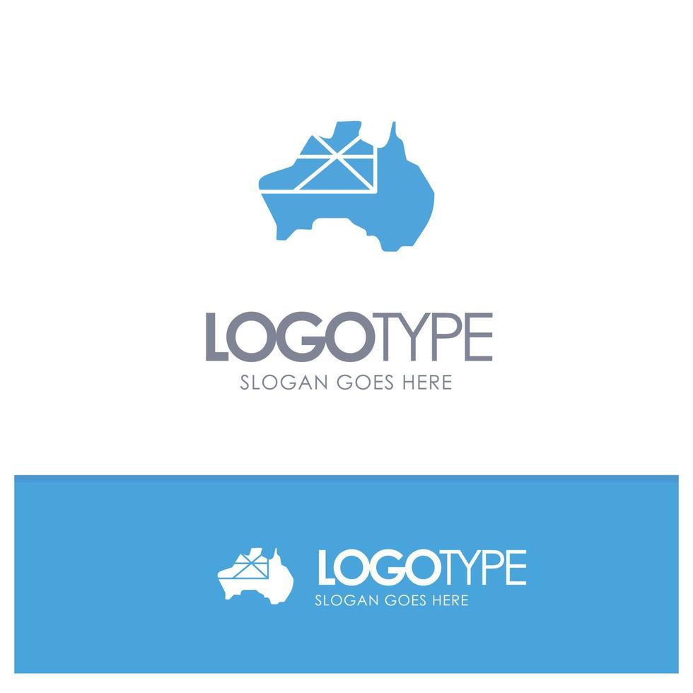 Australien Karta Land flagga blå fast logotyp med plats för Tagline vektor
