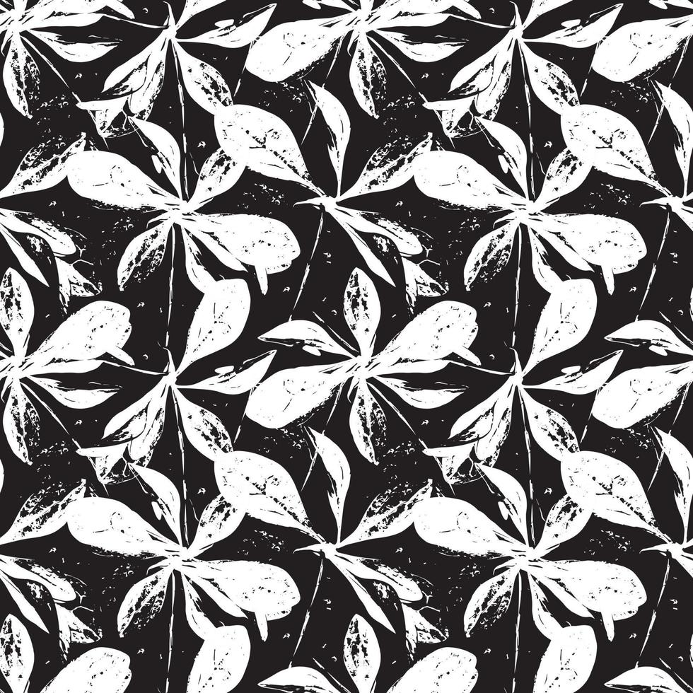 Nahtloses Muster aus weißen Blüten auf schwarzem Hintergrund. Nahtloses botanisches Vektormuster auf dunklem Hintergrund für Stoff- oder Papierdruck. vektor