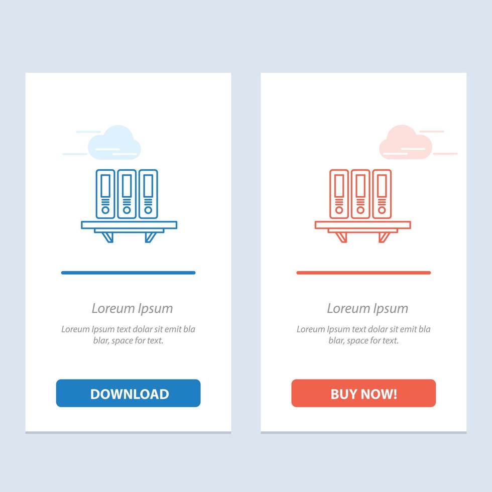filer arkiv data databas dokument mappar lagring blå och röd ladda ner och köpa nu webb widget vektor