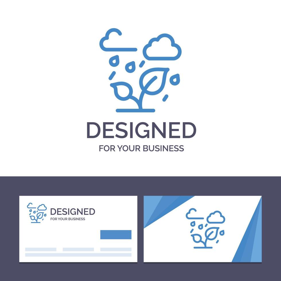 kreativ företag kort och logotyp mall grön träd moln blad vektor illustration