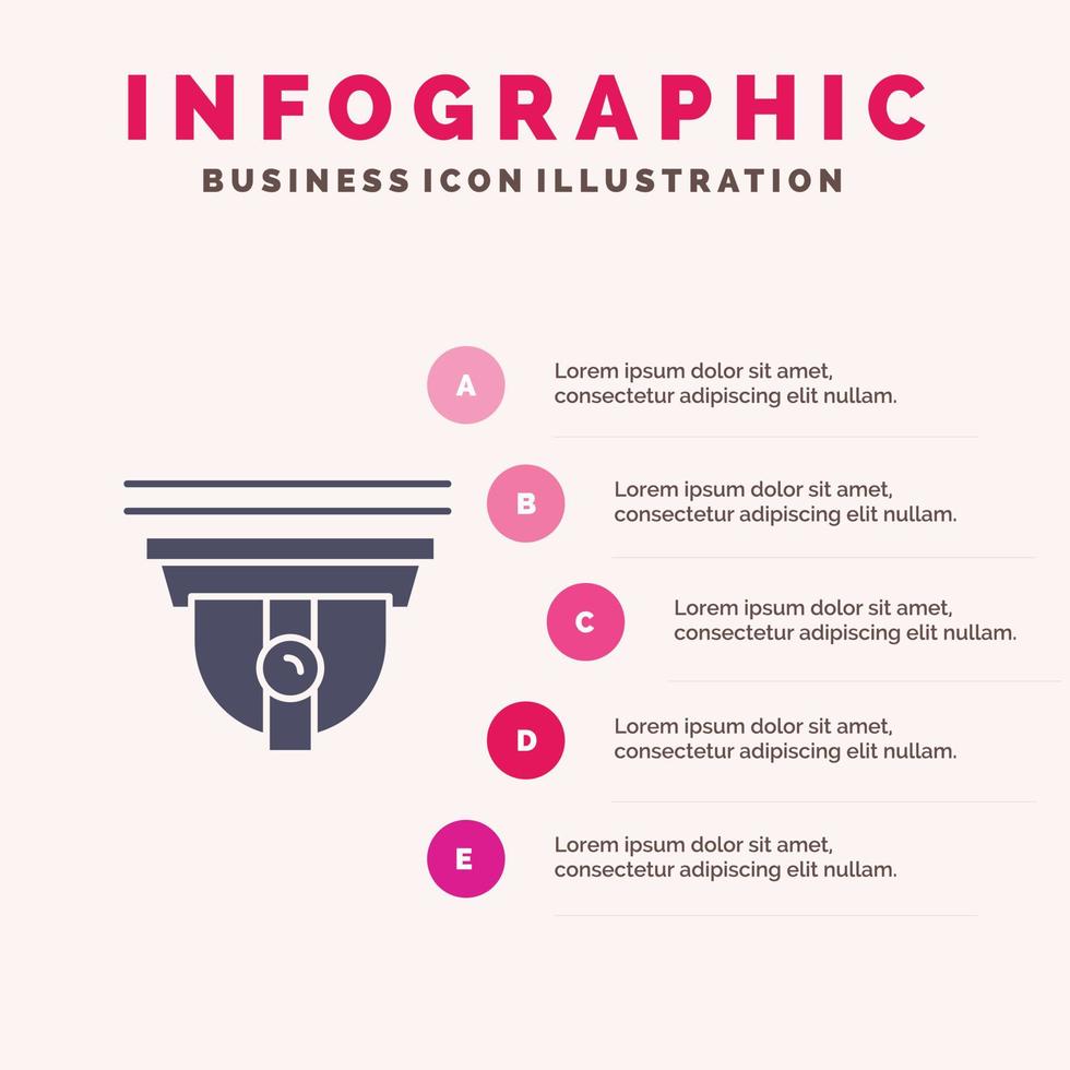 kamera säkerhet säkra kam fast ikon infographics 5 steg presentation bakgrund vektor