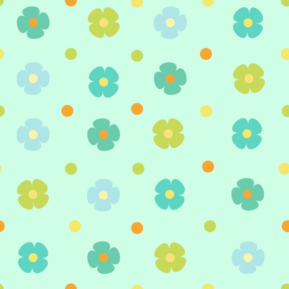 sömlös blommig mönster med prickar på pastell bakgrund. vektor