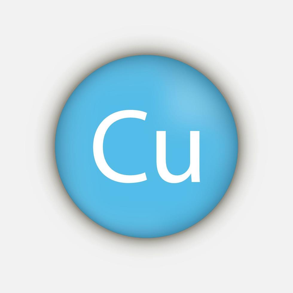 Kupfer-Cu-Mineralvitamin-Ergänzungssymbol. Vektor-Illustration. vektor
