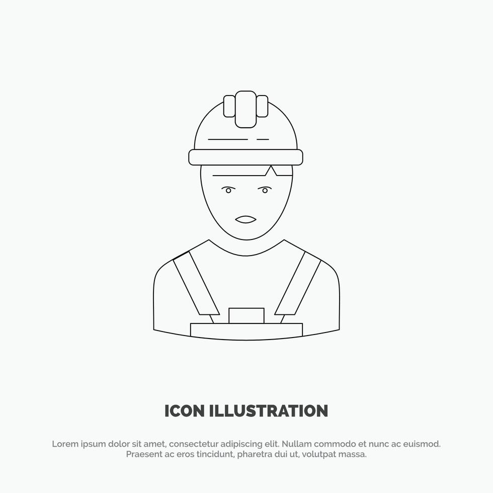 arbetstagare industri avatar ingenjör handledare linje ikon vektor