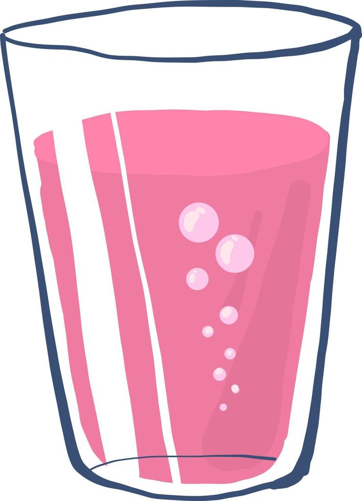 rosa juice i glas, illustration, vektor på vit bakgrund