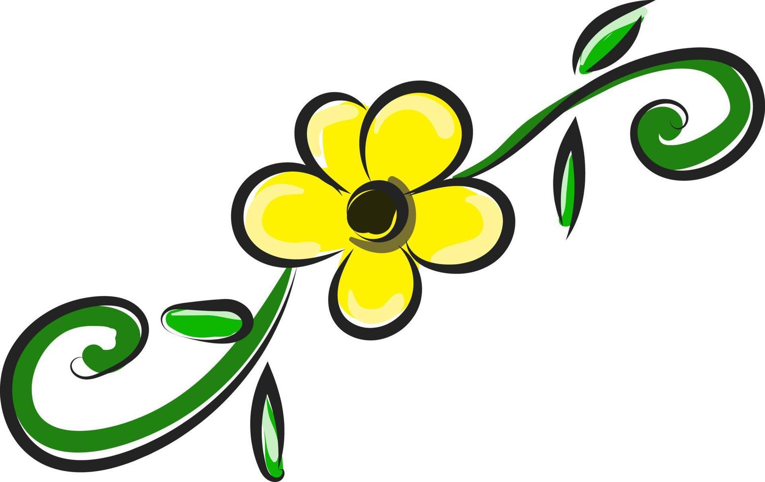 gelbe Blume, Illustration, Vektor auf weißem Hintergrund.