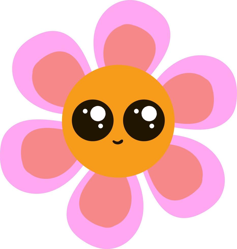 süße Sonnenblume, Illustration, Vektor auf weißem Hintergrund.