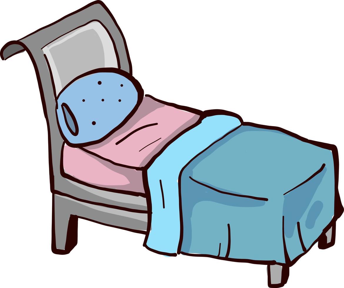 blå sovande säng , illustration, vektor på vit bakgrund
