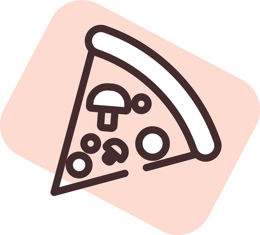 Pizzastück im Restaurant, Illustration, Vektor auf weißem Hintergrund.