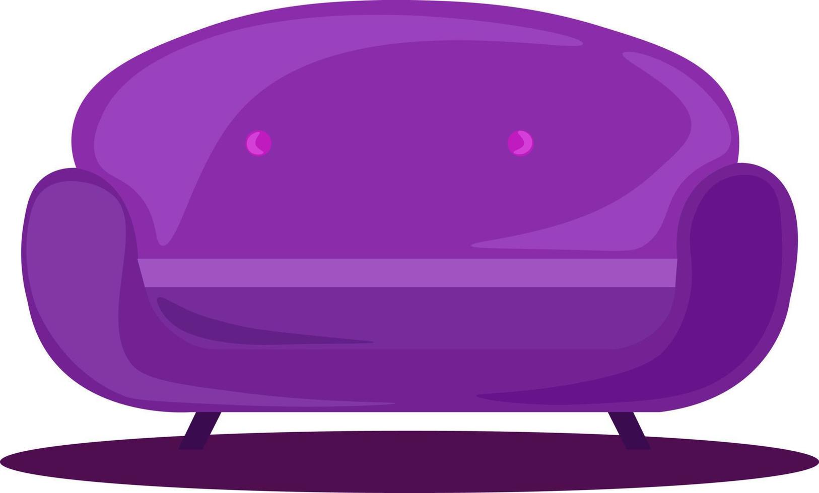 Lila Sofa, Illustration, Vektor auf weißem Hintergrund.