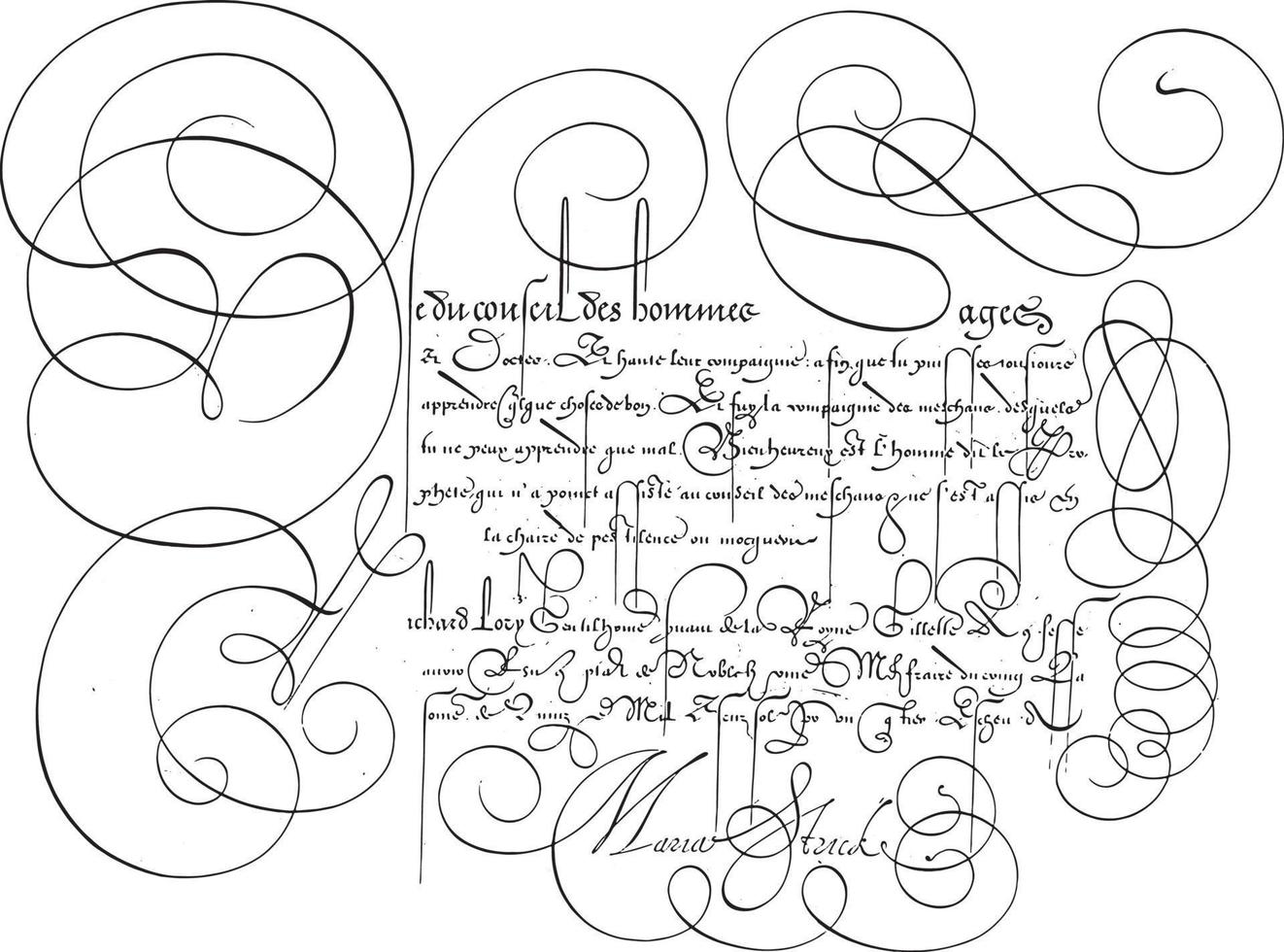 Schreibbeispiel mit Großbuchstaben u, Vintage-Illustration. vektor