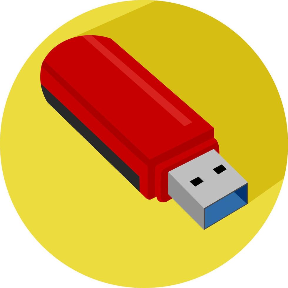 roter USB-Stick, Illustration, Vektor auf weißem Hintergrund