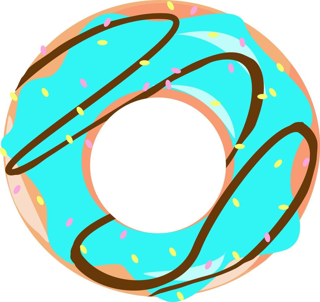 blauer Donut, Illustration, Vektor auf weißem Hintergrund.