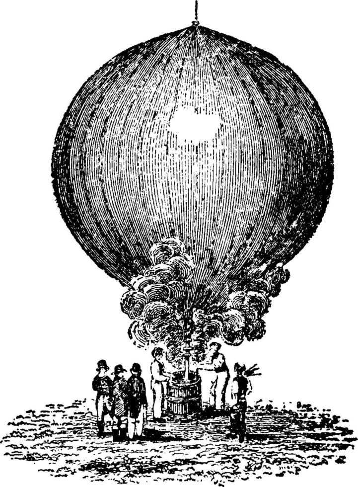 Heißluftballon, Vintage Illustration. vektor