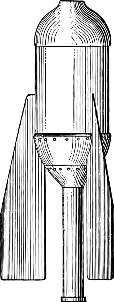 99-Pfund-Mörserstock-Bombengranate, Vintage-Illustration. vektor