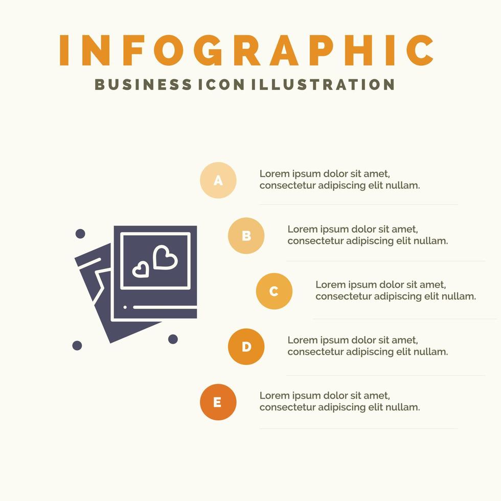 Rahmen Liebe Herz Hochzeit solide Symbol Infografiken 5 Schritte Präsentation Hintergrund vektor