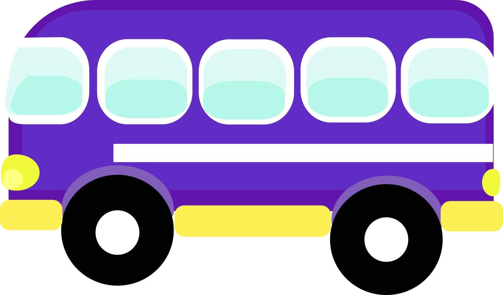 Lila Autobus, Illustration, Vektor auf weißem Hintergrund