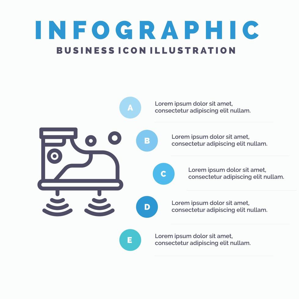 skor wiFi service teknologi linje ikon med 5 steg presentation infographics bakgrund vektor