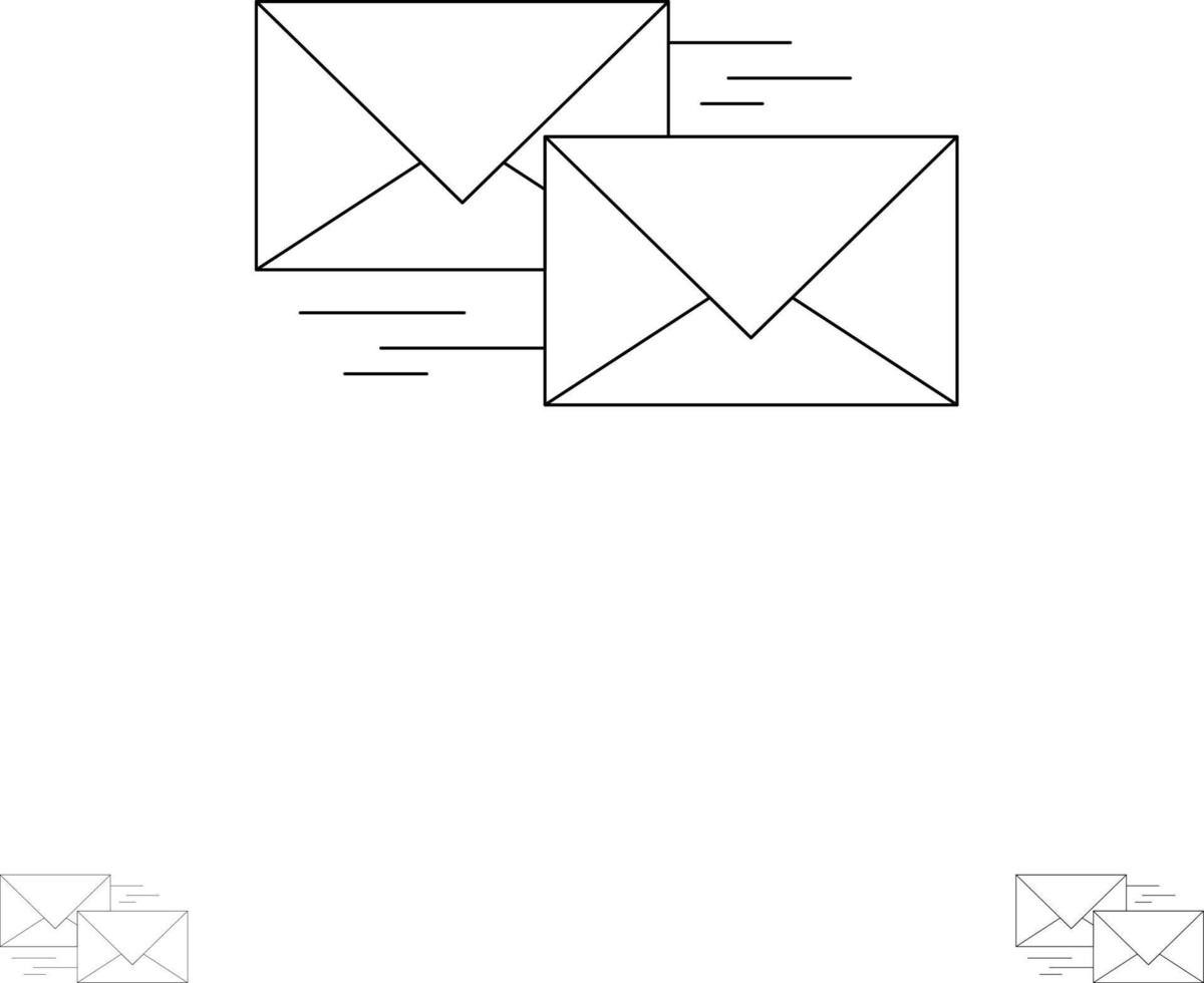 post svar framåt- företag korrespondens brev djärv och tunn svart linje ikon uppsättning vektor