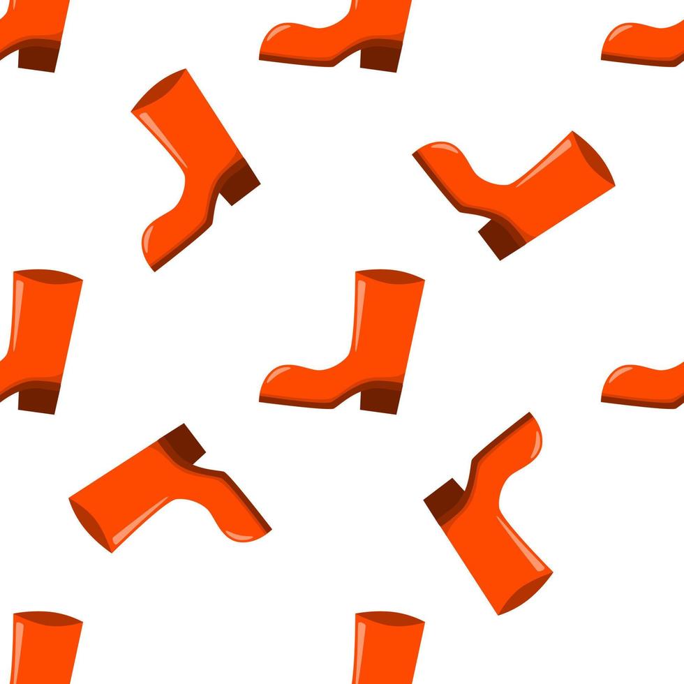 Nahtloses Vektormuster aus orangefarbenen Gummistiefeln vektor