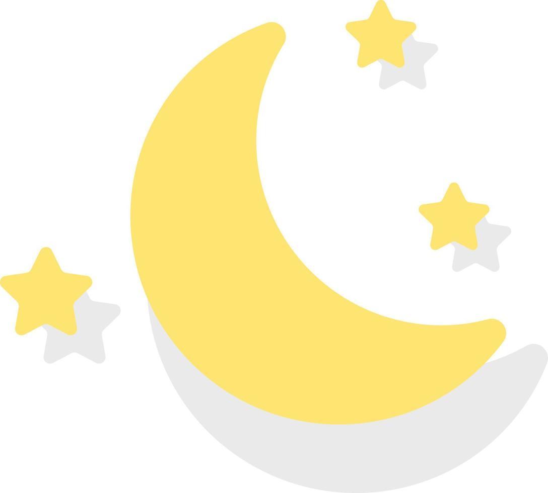ung måne med stjärnor, ikon illustration, vektor på vit bakgrund
