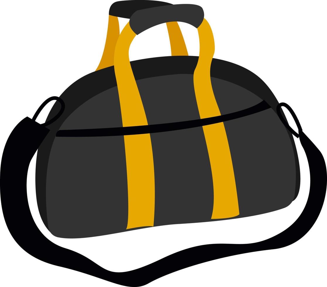 schwarze Tasche mit gelben Streifen, Illustration, Vektor auf weißem Hintergrund.