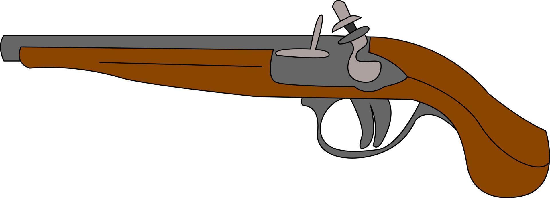 musköt gammal pistol, illustration, vektor på vit bakgrund.