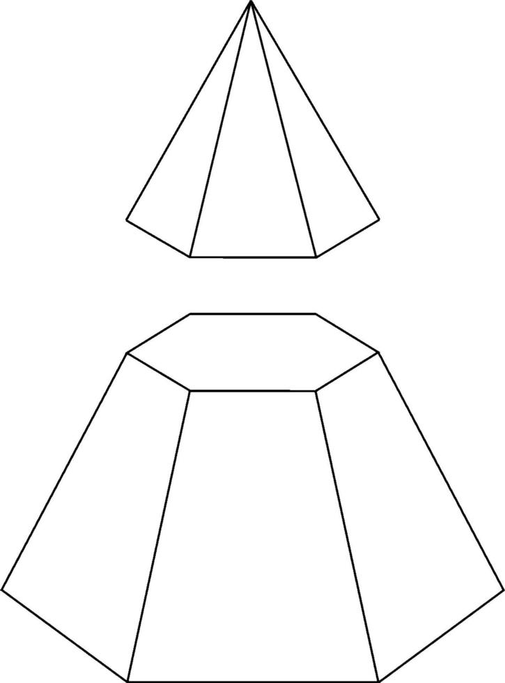 hexagonal kon, årgång illustration. vektor