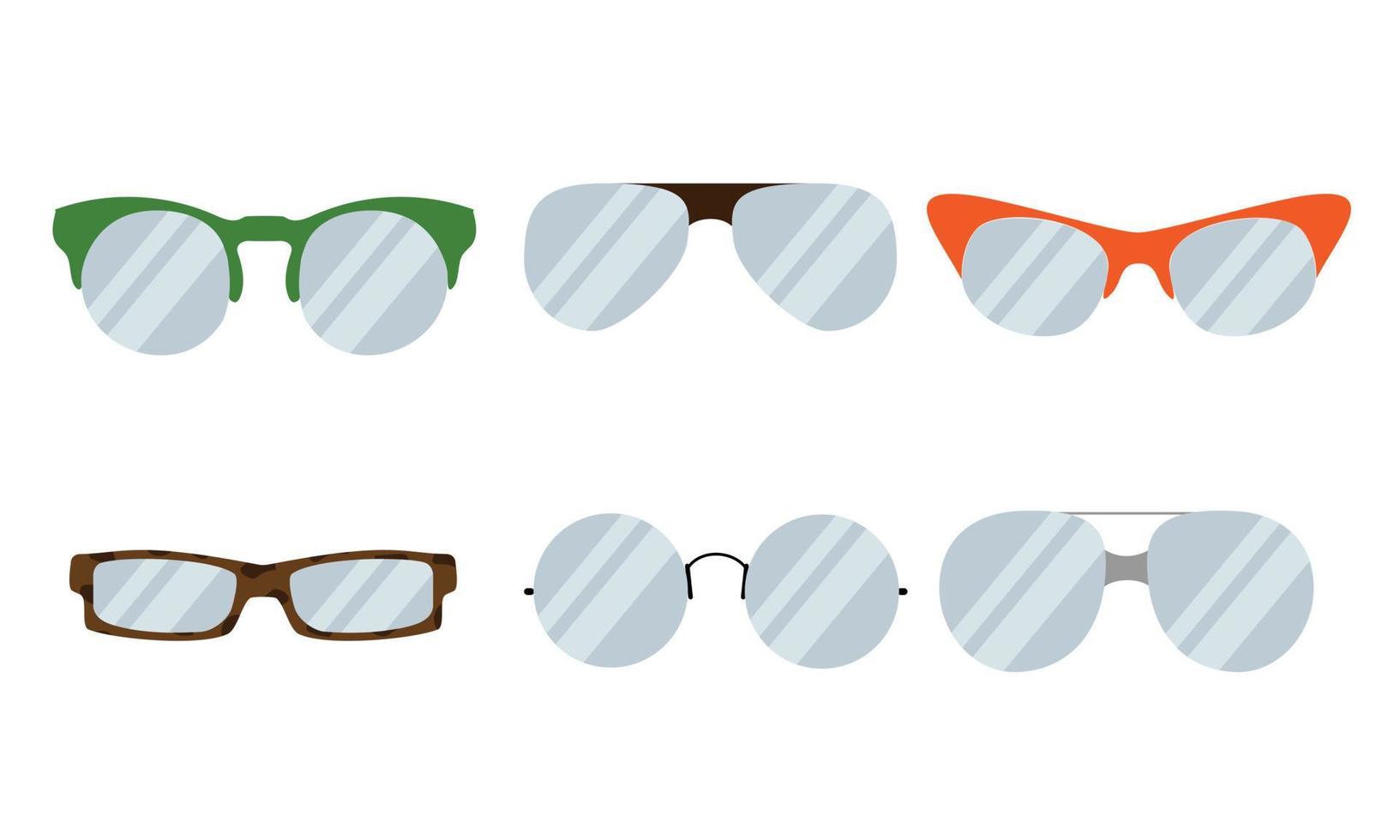 uppsättning av glasögon med annorlunda ramar. vektor illustration.