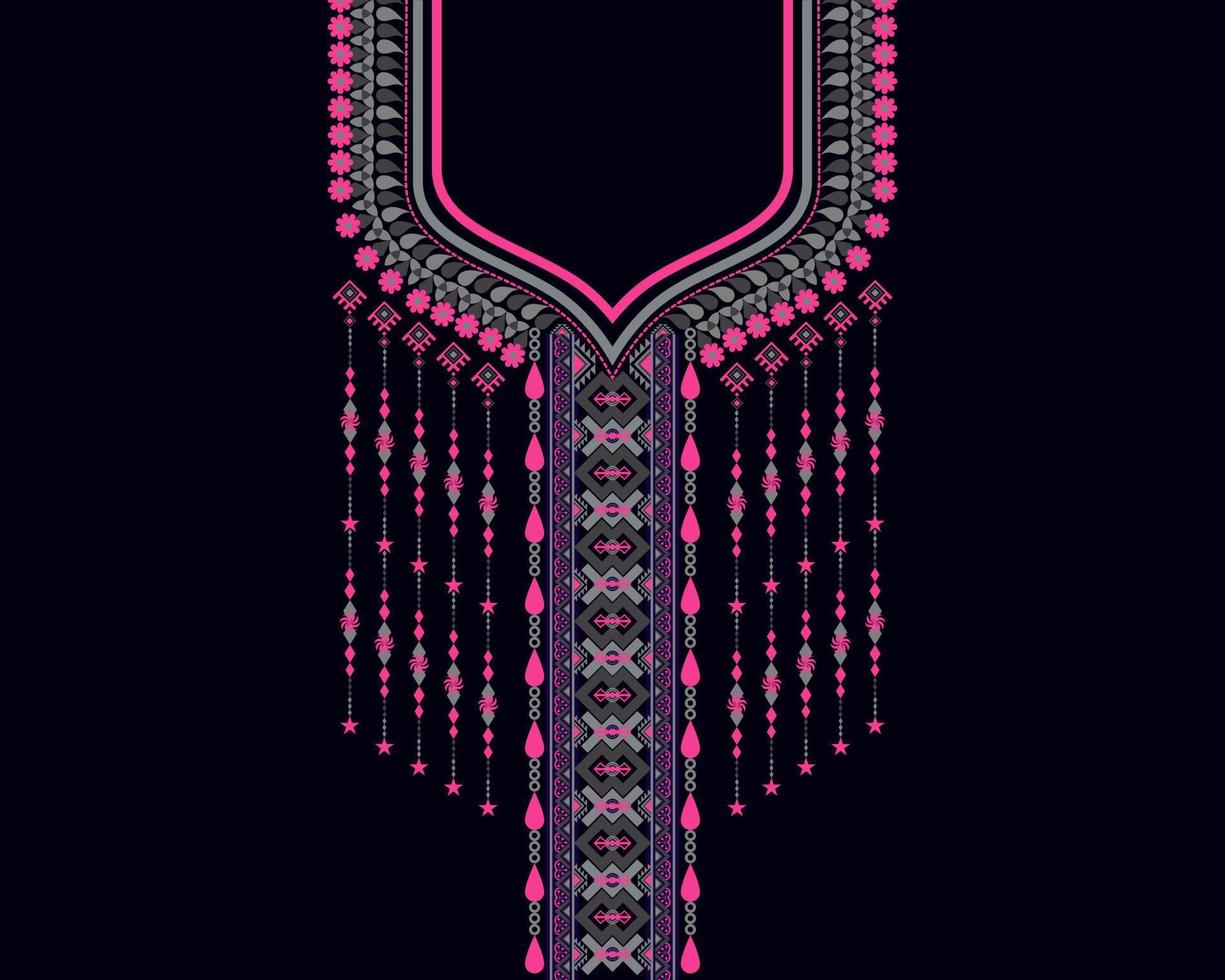 geometriska etniska orientaliska mönster traditionella .floral halsband broderi design för mode kvinnor.bakgrund, tapeter, kläder och omslag. vektor