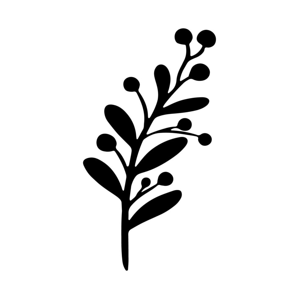 gren med löv och bär.hand dragen illustration i klotter stil. jul gren. botanisk ClipArt för dekoration, kort design, inbjudan, webb vektor
