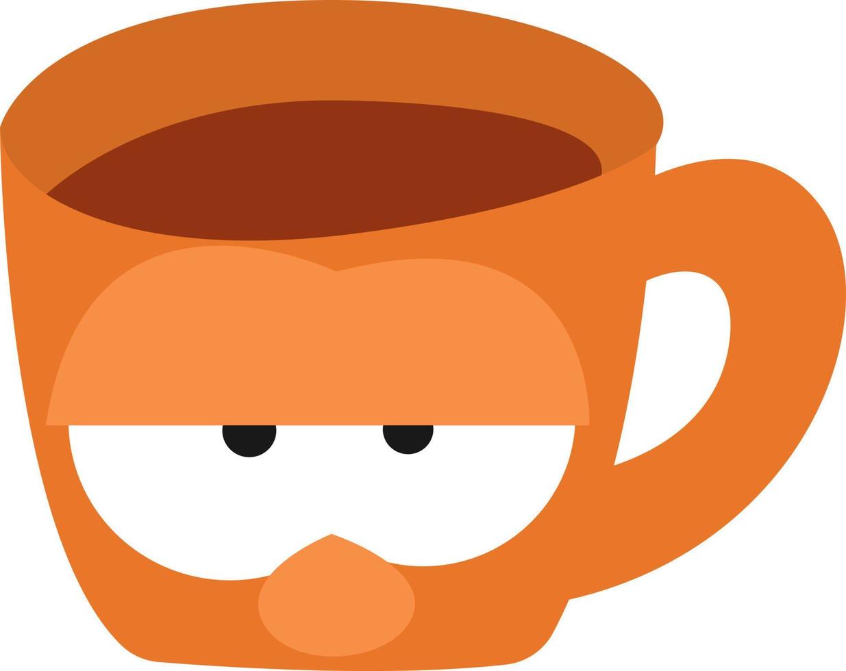 gelangweilte orange Tasse, Illustration, Vektor auf weißem Hintergrund.