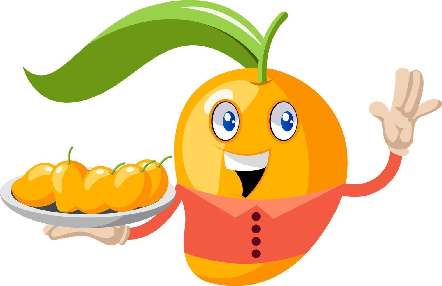 mango innehav mango, illustration, vektor på vit bakgrund.