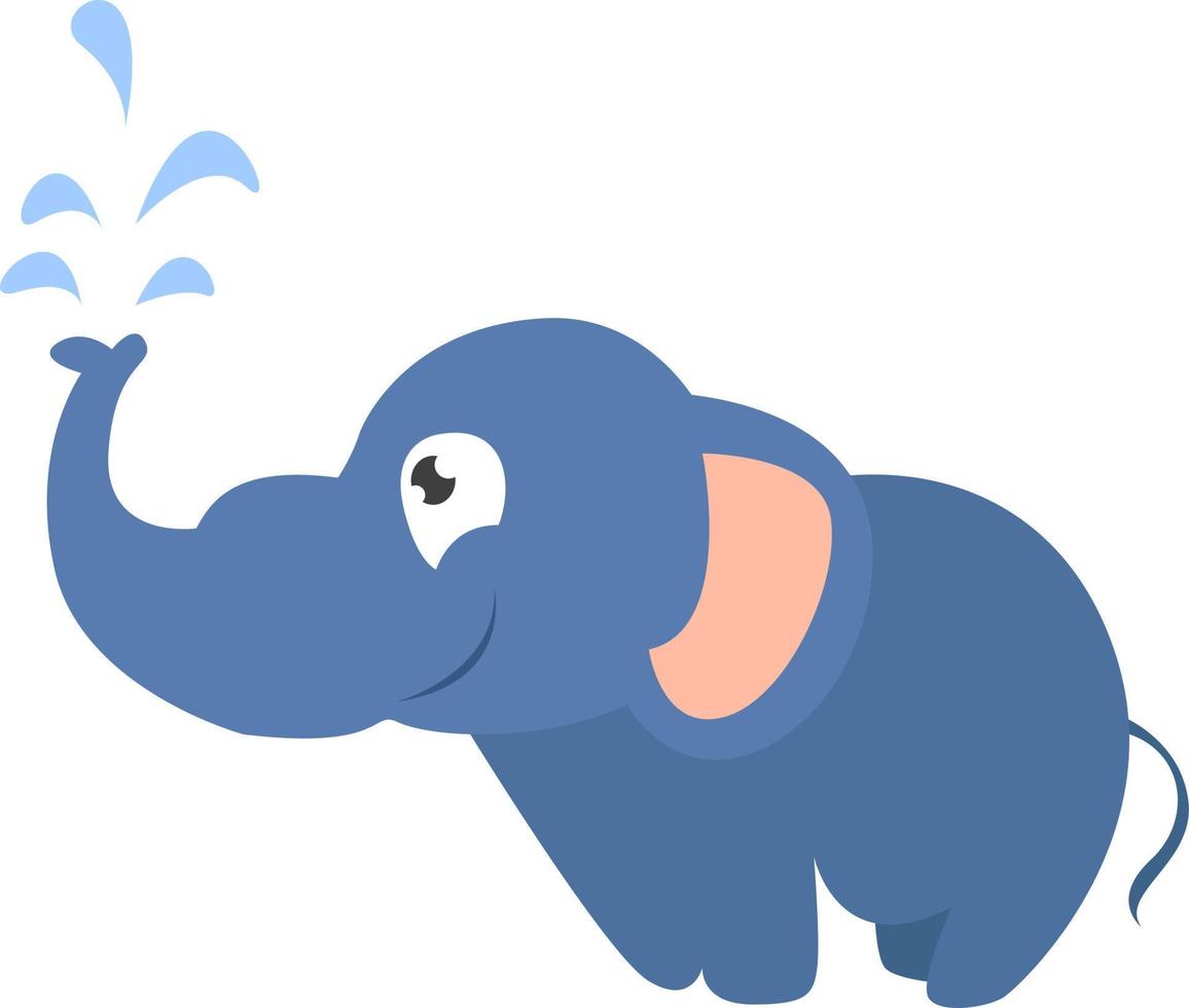 Blauer Elefant, Illustration, Vektor auf weißem Hintergrund