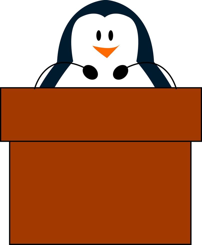 Pinguin mit Mikrofon, Illustration, Vektor auf weißem Hintergrund.