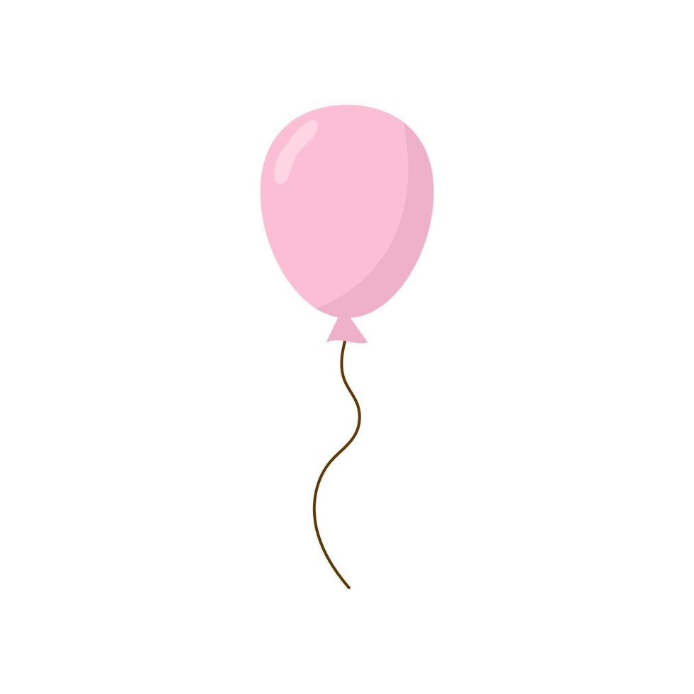 Ballon im Cartoon-Stil. haufen luftballons für geburtstag und party. Fliegender Ballon mit Seil. rosa Ball isoliert auf weißem Hintergrund. vektor