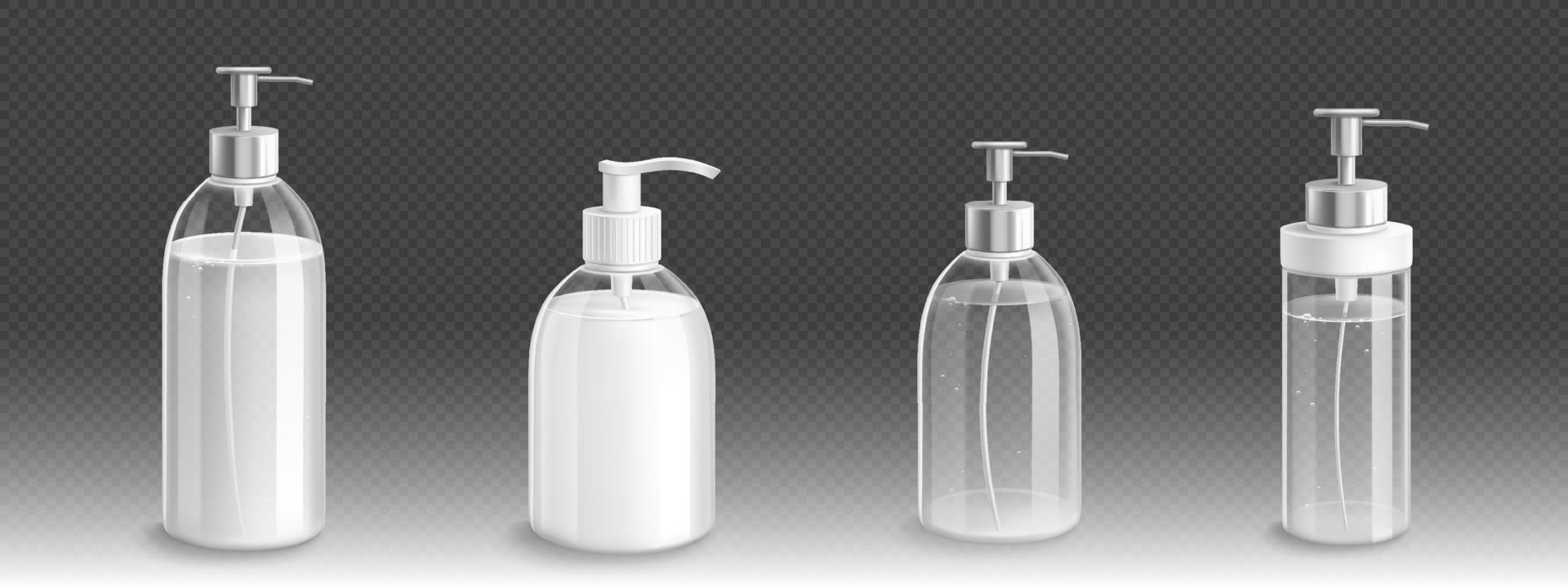 pump flaskor för flytande tvål, lotion eller schampo vektor