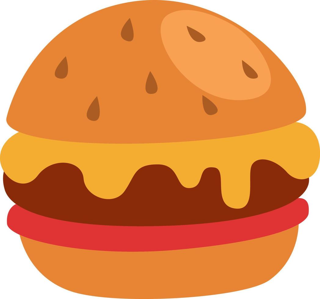 Fastfood-Hamburger, Illustration, Vektor auf weißem Hintergrund.