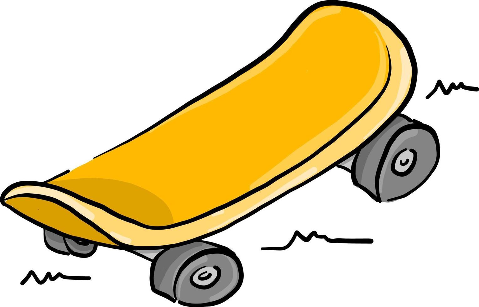 gelbes Skateboard, Illustration, Vektor auf weißem Hintergrund