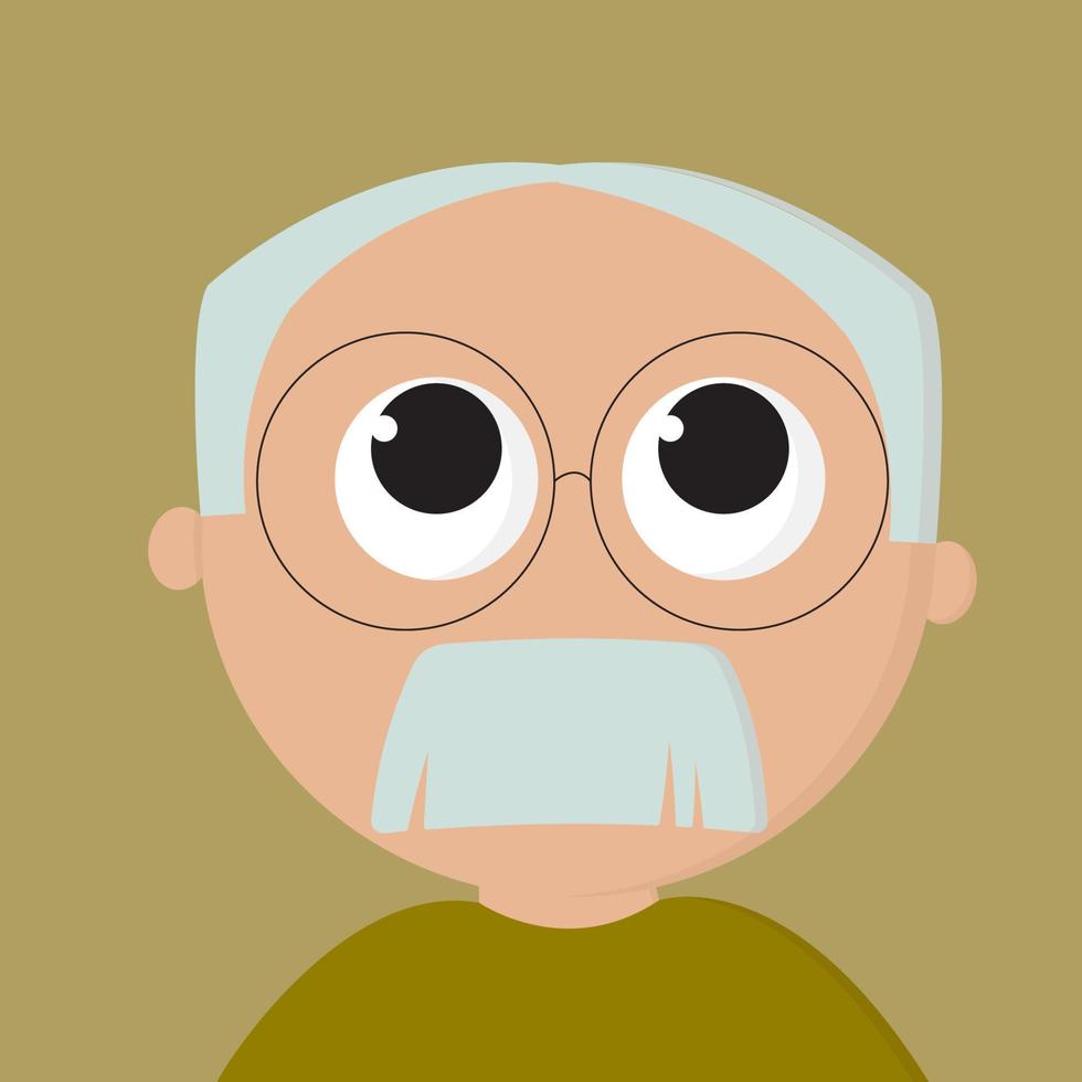 en morfar med en grå hår, vektor eller Färg illustration.