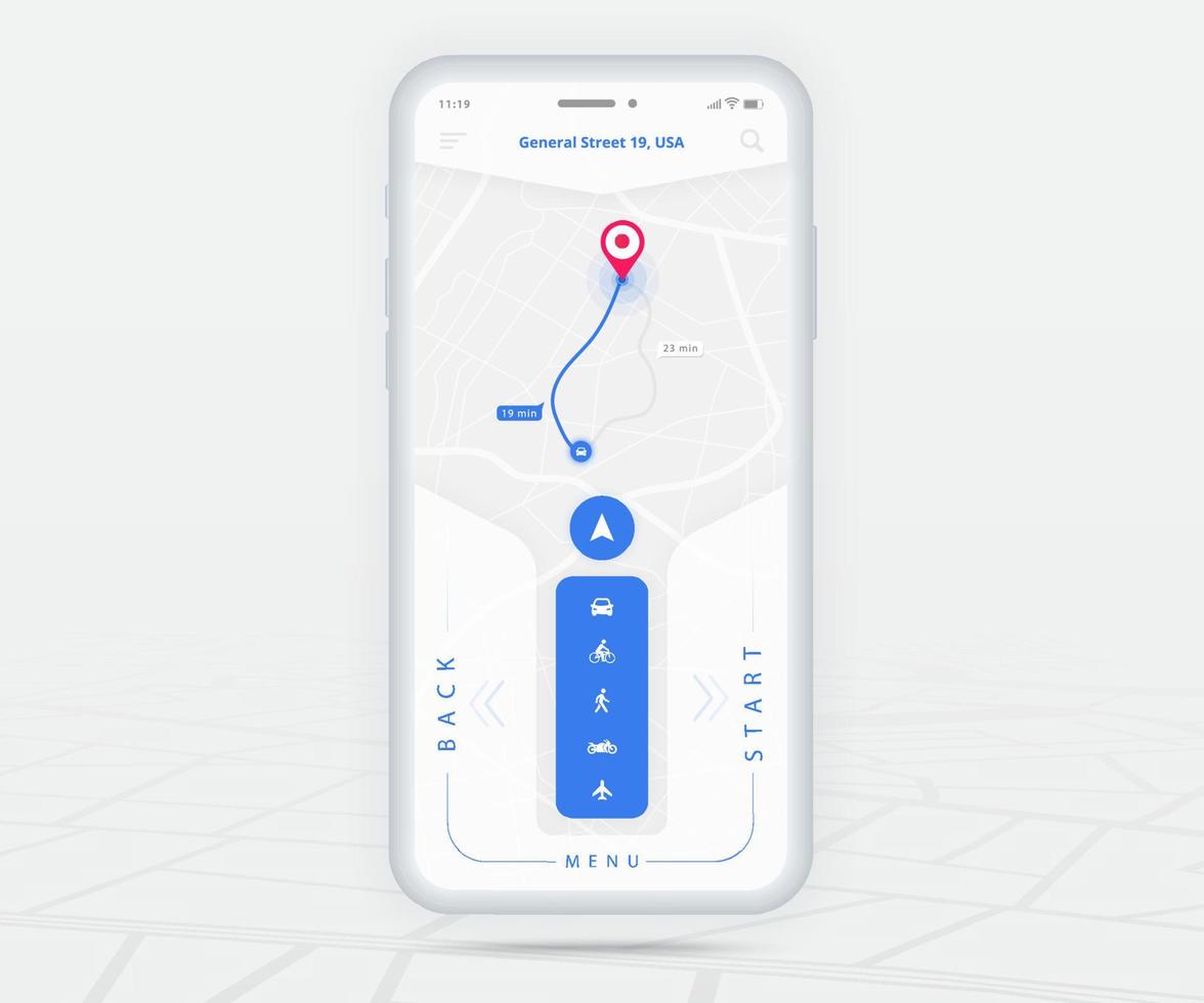 Karta gps navigering app ux ui begrepp, mobil Karta Ansökan, smartphone app Sök Karta navigering, teknologi Karta, stad navigera Kartor, stad gata, gps spårning, plats spårare, vektor illustration